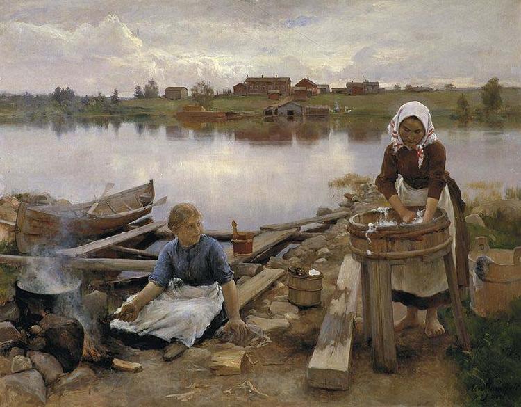 Eero Jarnefelt JaRNEFELT Eero Laundry at the river bank 1889